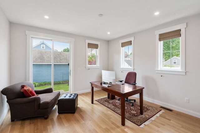 68 Summer St Unit B, Natick, MA 01760 - office area with light wood finished floors, baseboards, and recessed lighting