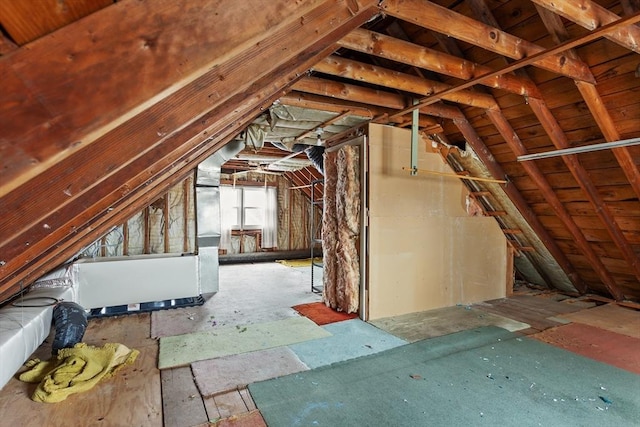 view of unfinished attic