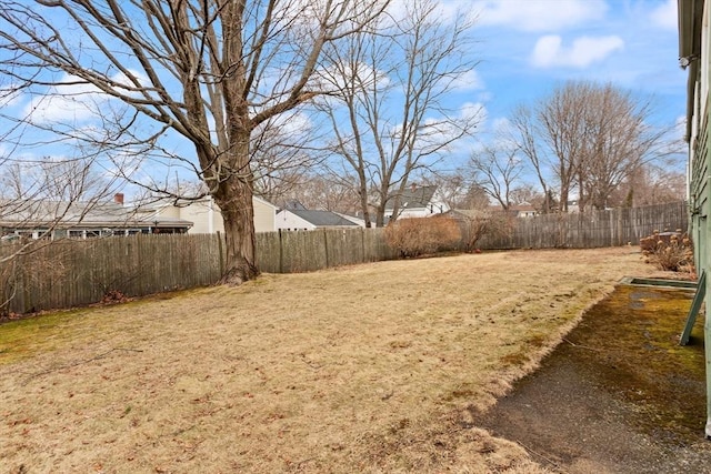 view of yard featuring a fenced backyard