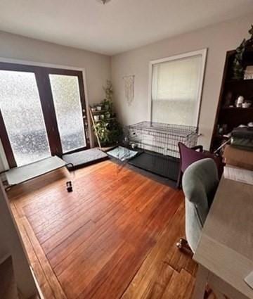 office area featuring hardwood / wood-style floors