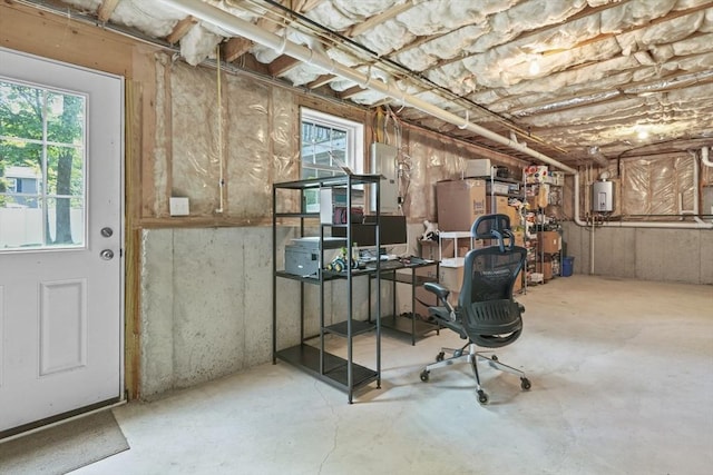 41 Belmont Ave Unit 41, Haverhill, MA 01830 - basement with water heater and a desk