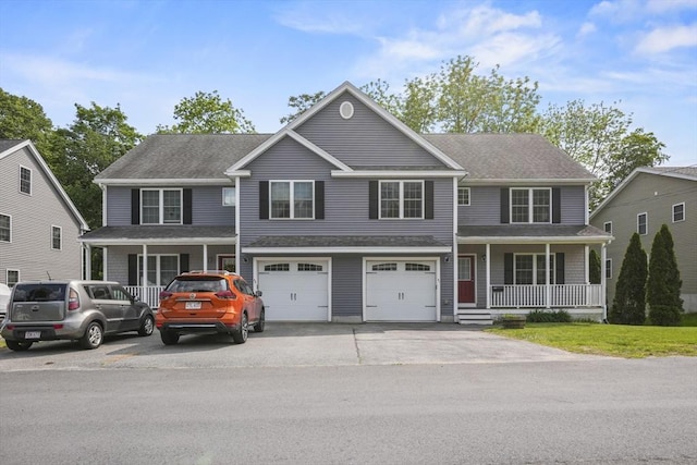 41 Belmont Ave Unit 41, Haverhill, MA 01830 - view of front of home featuring covered porch, asphalt driveway, a garage, and a shingled roof
