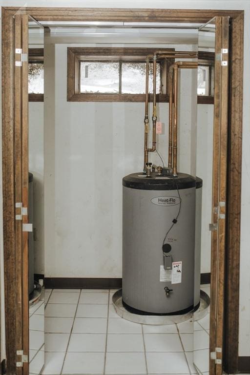 utility room with water heater