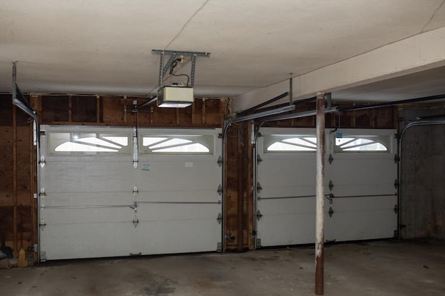 garage with a garage door opener