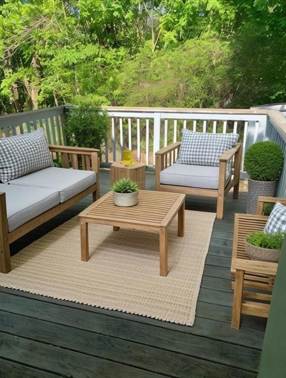 23 A St, North Adams, MA 01220 - wooden deck with outdoor lounge area