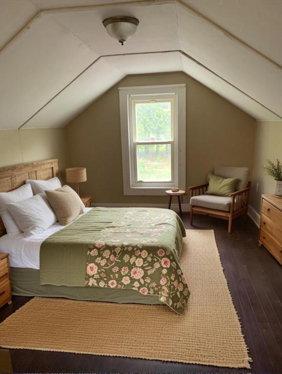 23 A St, North Adams, MA 01220 - bedroom featuring dark wood-style flooring and lofted ceiling