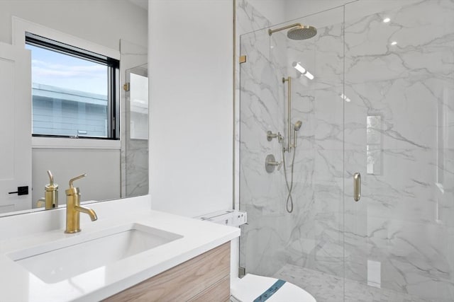 1 Marion St Unit 7, Cambridge, MA 02141 - full bath featuring a marble finish shower and vanity