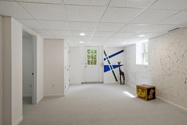 5 Mckinley Dr, Acton, MA 01720 - basement with carpet flooring, a drop ceiling, recessed lighting, healthy amount of natural light, and baseboards