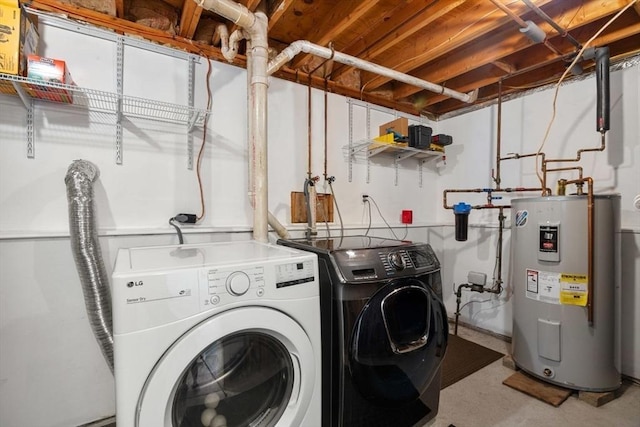69 W Shore Rd, Holbrook, MA 02343 - laundry area featuring electric water heater and washing machine and dryer