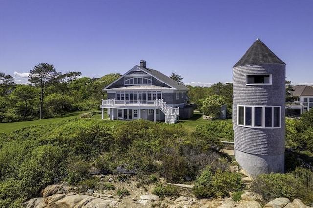 240 Atlantic Rd, Gloucester, MA 01930 - back of house featuring a deck and stairway