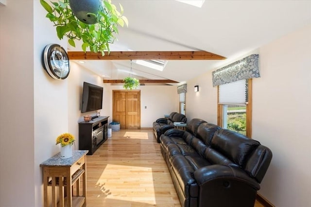 472 Potter Rd, Framingham, MA 01701 - living room featuring a skylight and light wood-type flooring