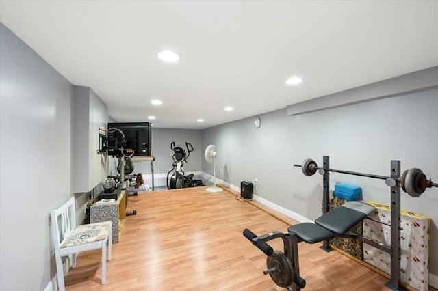 472 Potter Rd, Framingham, MA 01701 - exercise area featuring wood finished floors and recessed lighting
