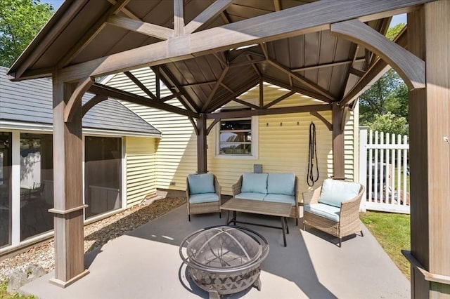 472 Potter Rd, Framingham, MA 01701 - view of patio with a gazebo and an outdoor living space with a fire pit