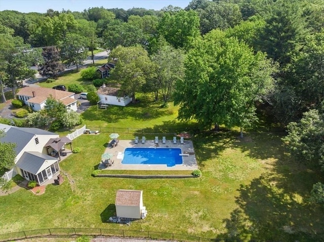 472 Potter Rd, Framingham, MA 01701 - aerial view of a pool and a heavily wooded area