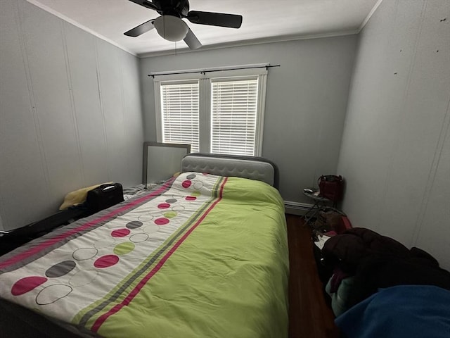 89-91 Cambridge St, Lawrence, MA 01843 - bedroom with crown molding, wood finished floors, ceiling fan, and a decorative wall
