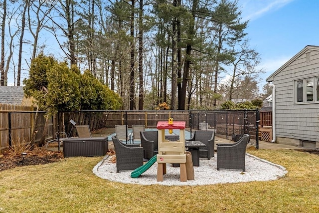 view of patio featuring a fenced backyard