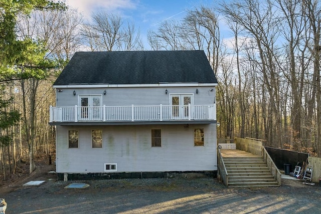 back of house with french doors