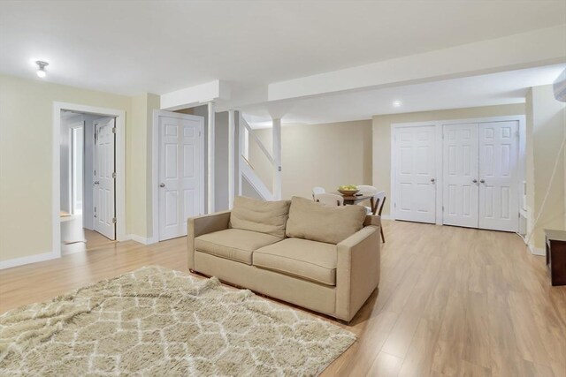 71 Sixth St N, Edgartown, MA 02539 - living area featuring light wood finished floors, baseboards, and recessed lighting
