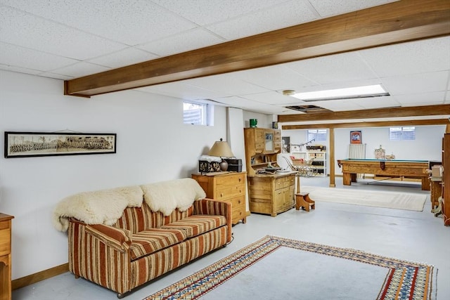 72 Highland Rd, Truro, MA 02666 - basement featuring a paneled ceiling and pool table