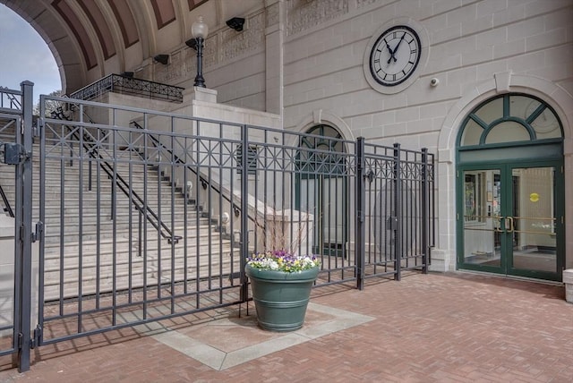 view of gate with french doors