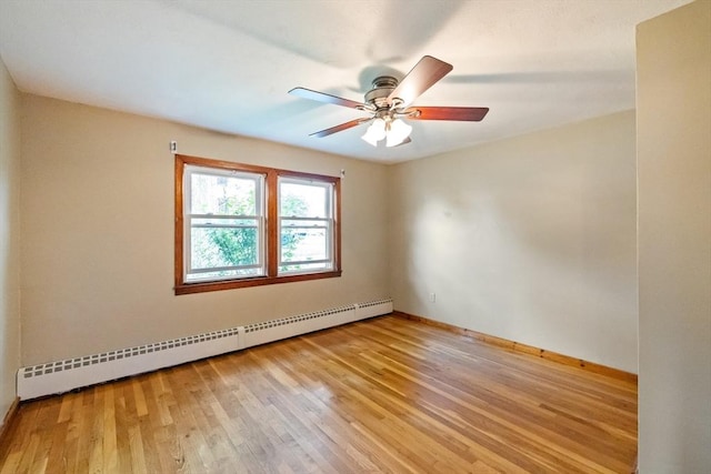 41 Yvette St, Chicopee, MA 01020 - unfurnished room with baseboard heating, light wood-style floors, and ceiling fan