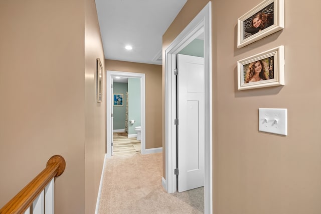 11 Soucy Dr Unit 11, Rutland, MA 01543 - hallway with light carpet, recessed lighting, and an upstairs landing