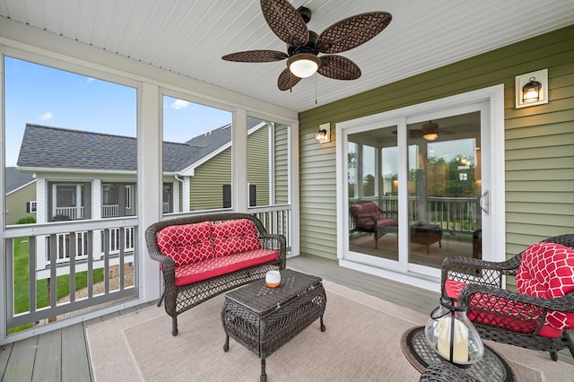 11 Soucy Dr Unit 11, Rutland, MA 01543 - sunroom featuring a ceiling fan and an outdoor hangout area