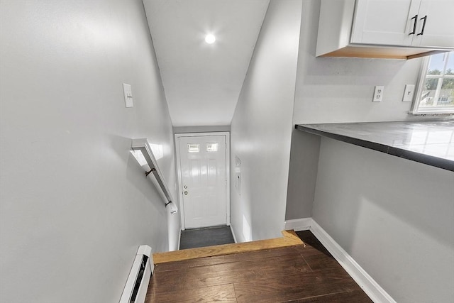 13 Berrington Rd Unit 13, Leominster, MA 01453 - doorway to outside with wood finished floors, baseboard heating, and lofted ceiling