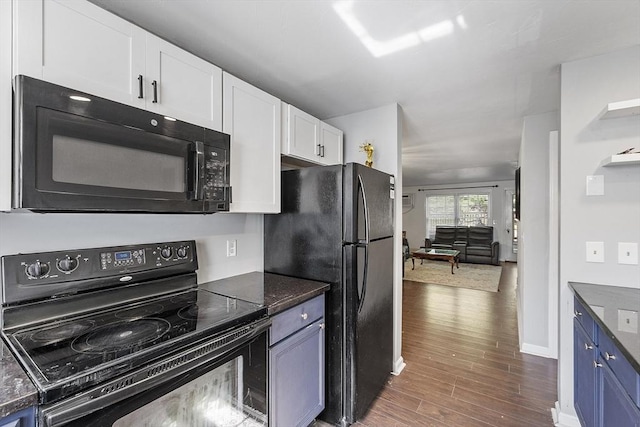 13 Berrington Rd Unit 13, Leominster, MA 01453 - kitchen with black appliances, wood finished floors, and white cabinetry
