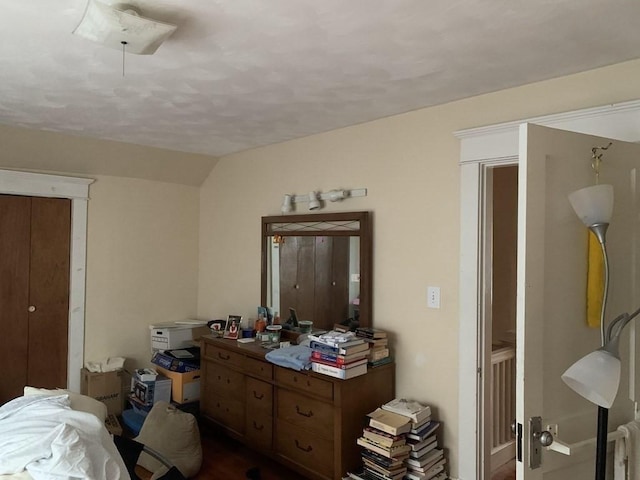 bedroom featuring vaulted ceiling