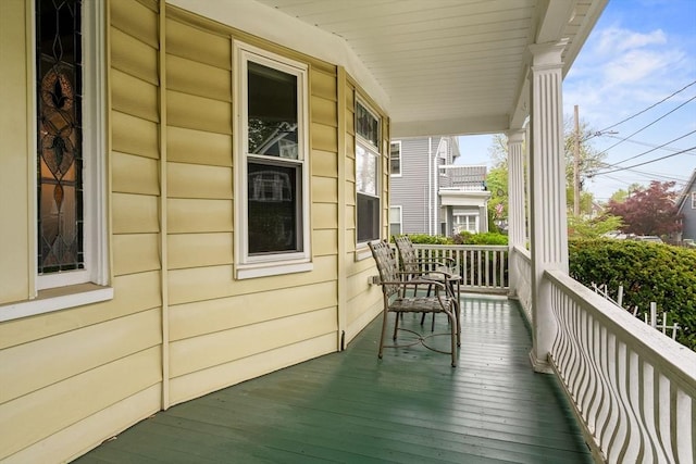 balcony featuring a porch