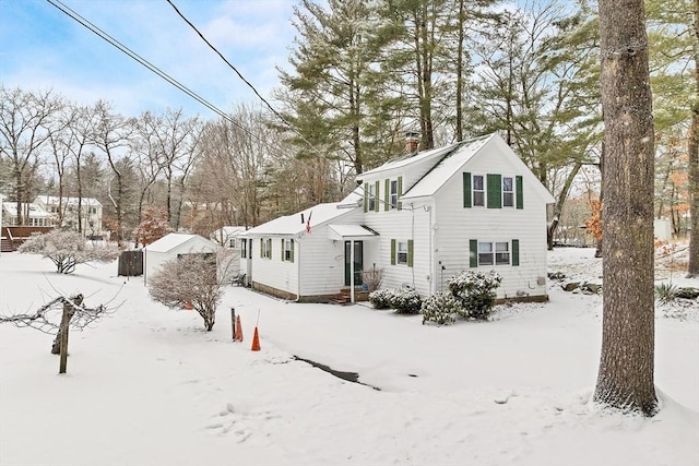 view of snow covered exterior