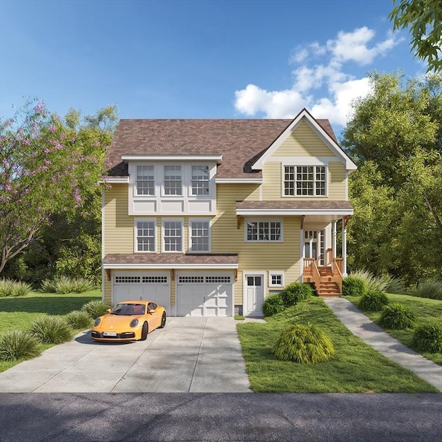 48 Beach Rd Unit C, Salisbury, MA 01952 - view of front of home with a garage, concrete driveway, and a front lawn