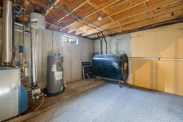 basement with heating fuel and water heater