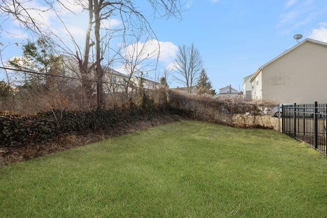 view of yard featuring a fenced backyard