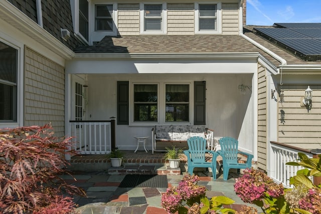 property entrance with solar panels