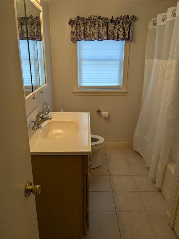 9 New Boston Rd, Dudley, MA 01571 - bathroom with vanity, tile patterned flooring, toilet, baseboards, and shower / tub combo