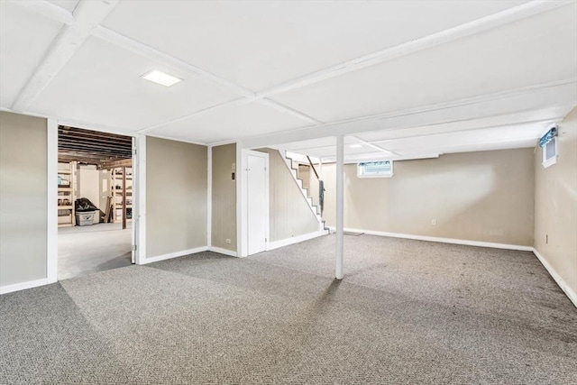 basement with carpet floors