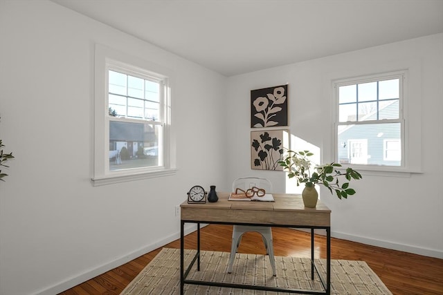 office area featuring wood-type flooring and plenty of natural light