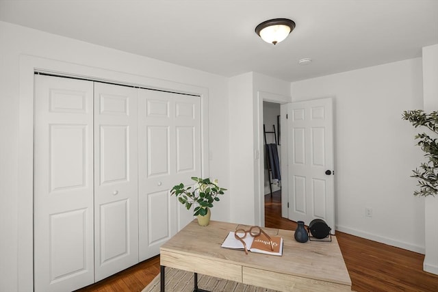 office space featuring dark hardwood / wood-style flooring