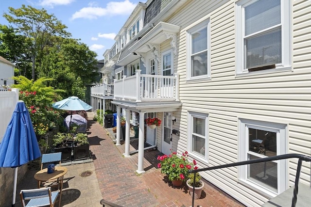 39 School St, Brookline, MA 02446 - view of home's exterior with a patio