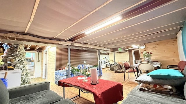 9 Willow Rd, Holbrook, MA 02343 - basement with wood finished floors and wood walls