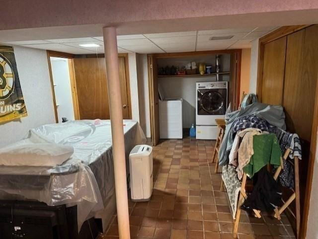 77 Westwood Pkwy, Southbridge, MA 01550 - finished basement with washer / clothes dryer and a drop ceiling