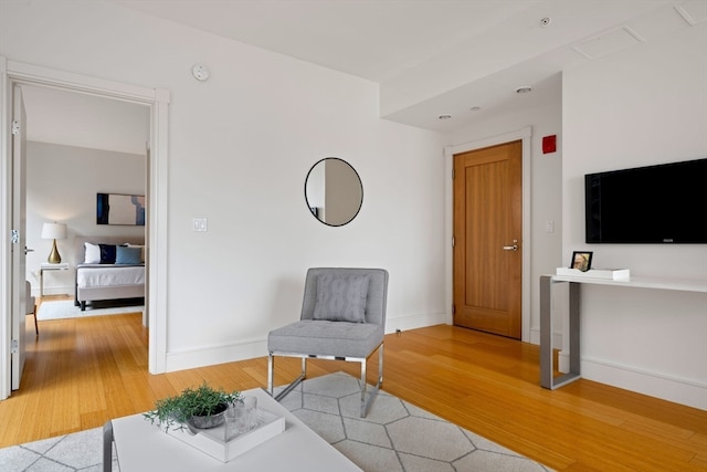 living area featuring light hardwood / wood-style flooring