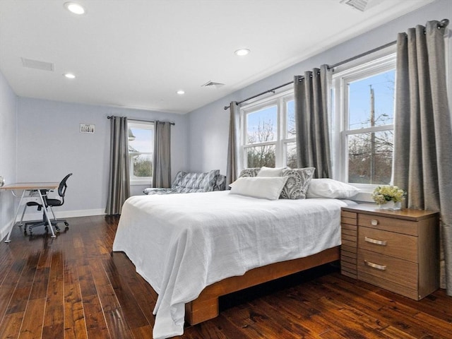 83 Altamont Ave, Melrose, MA 02176 - bedroom featuring multiple windows, visible vents, dark wood-style flooring, and recessed lighting