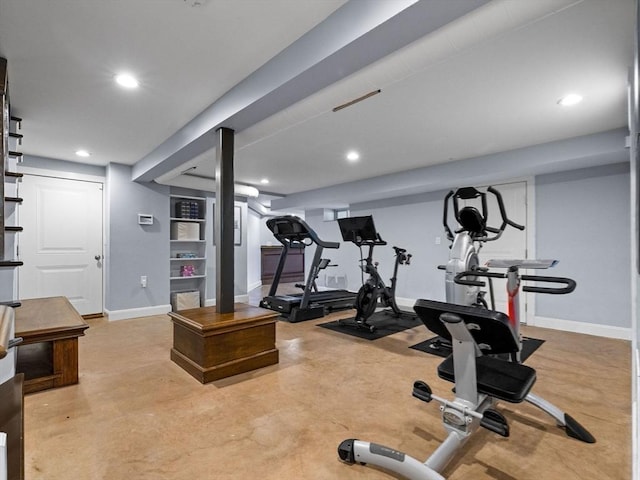 83 Altamont Ave, Melrose, MA 02176 - exercise room featuring baseboards and recessed lighting