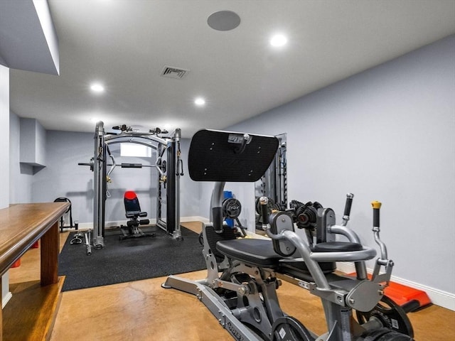 83 Altamont Ave, Melrose, MA 02176 - exercise room featuring baseboards, recessed lighting, and visible vents