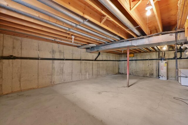 unfinished basement with water heater