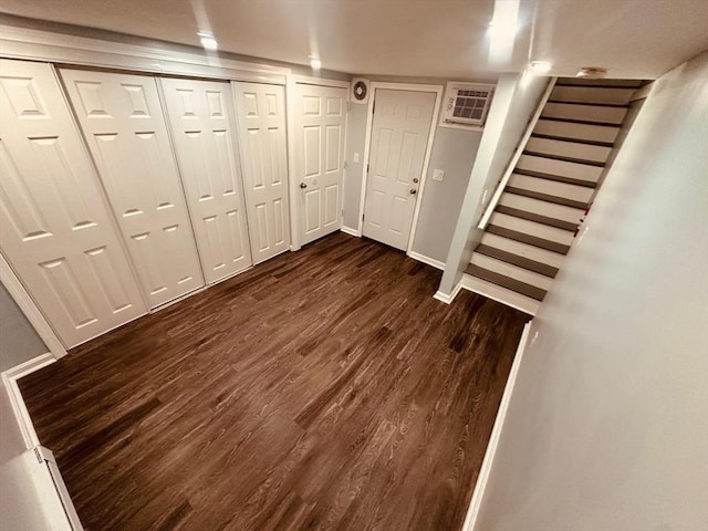 450-458 Riverside Dr Unit 2, Lawrence, MA 01841 - finished basement with dark wood-type flooring and stairs