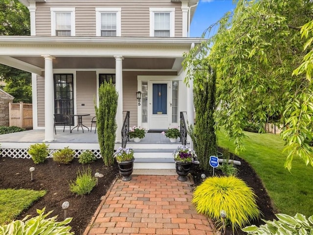 55 Dwight St, Dedham, MA 02026 - property entrance featuring covered porch